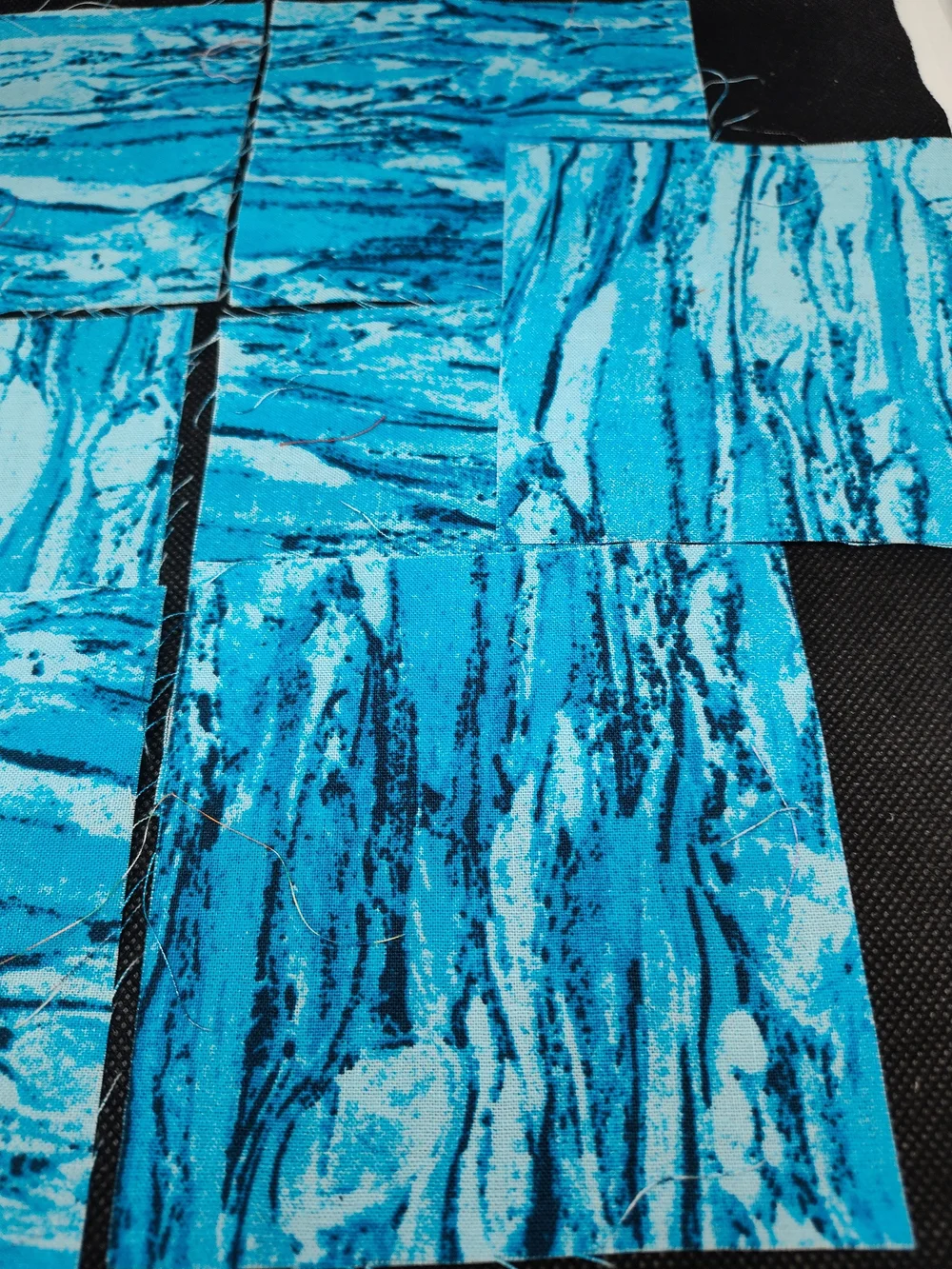 7 4.50 INCH BLUE Marble Waves Cotton Fabric SQUARES